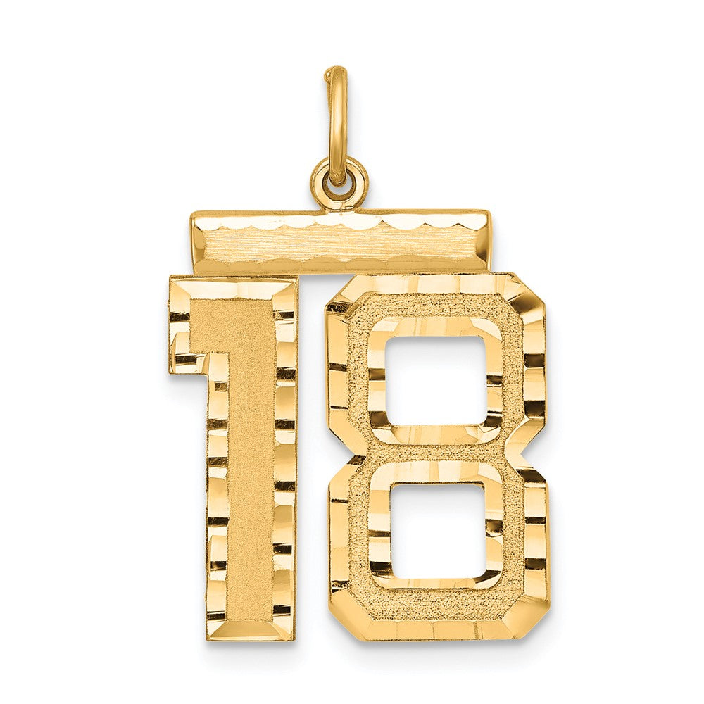 Sterling Silver Gold-plated Large Diamond-cut #18 Charm