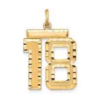 Sterling Silver Gold-plated Large Diamond-cut #18 Charm