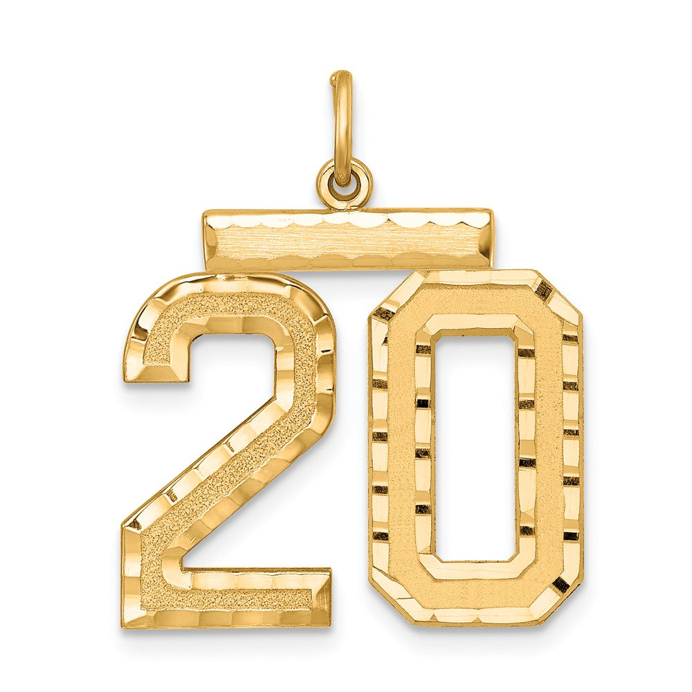 Sterling Silver Gold-plated Large Diamond-cut #20 Charm
