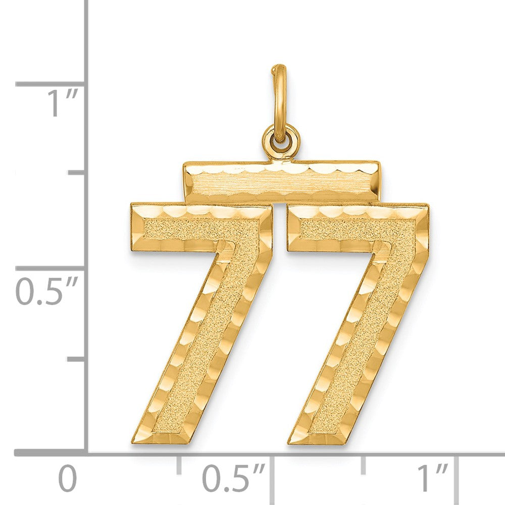 Sterling Silver Gold-plated Large Diamond-cut #77 Charm