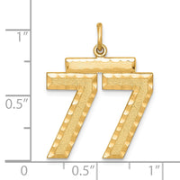 Sterling Silver Gold-plated Large Diamond-cut #77 Charm