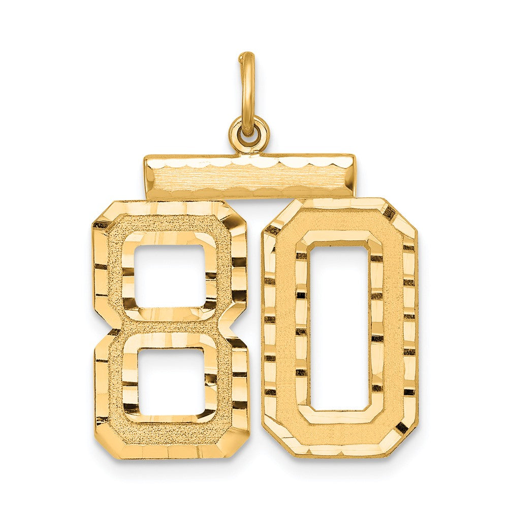 Sterling Silver Gold-plated Large Diamond-cut #80 Charm