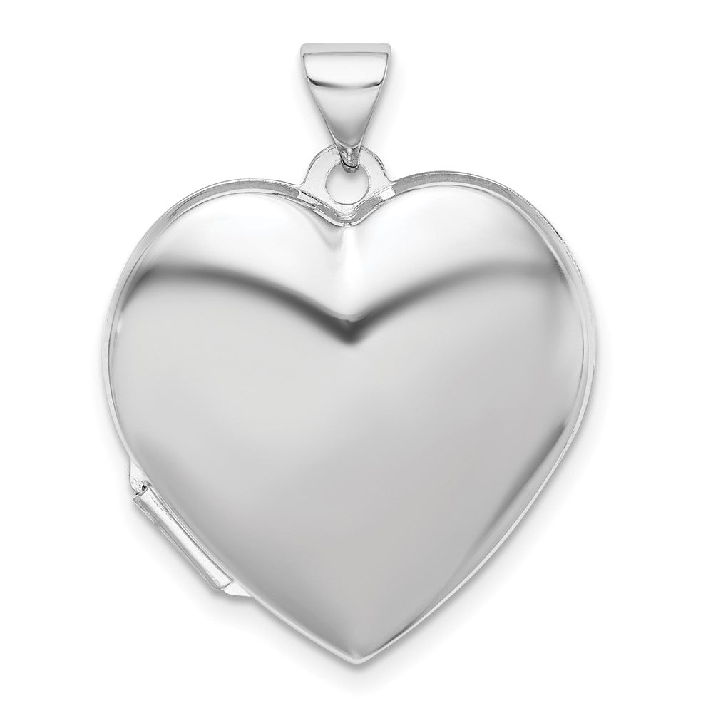 Sterling Silver Rhodium-plated Plain 21mm Heart Locket