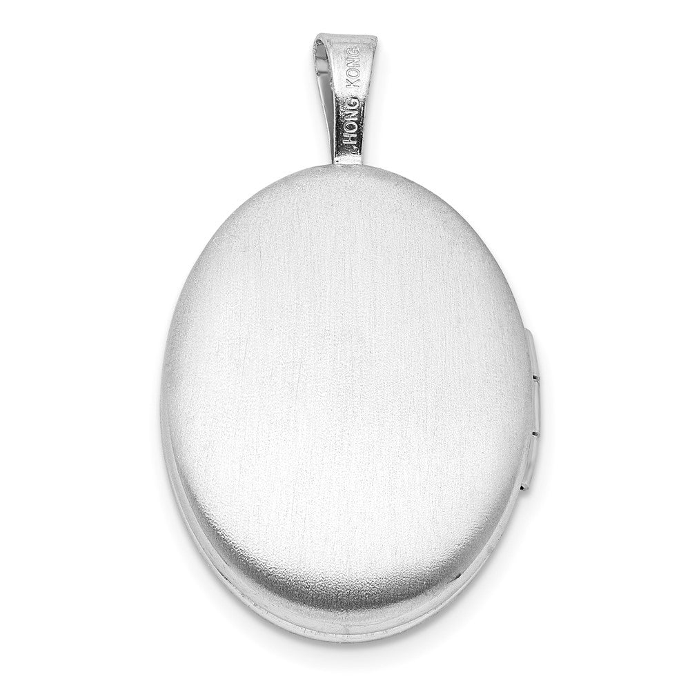 Sterling Silver Rhodium-plated Diamond Starburst 19x15mm Oval Locket