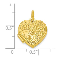 Sterling Silver Gold-tone Polished Swirl Design Heart Locket