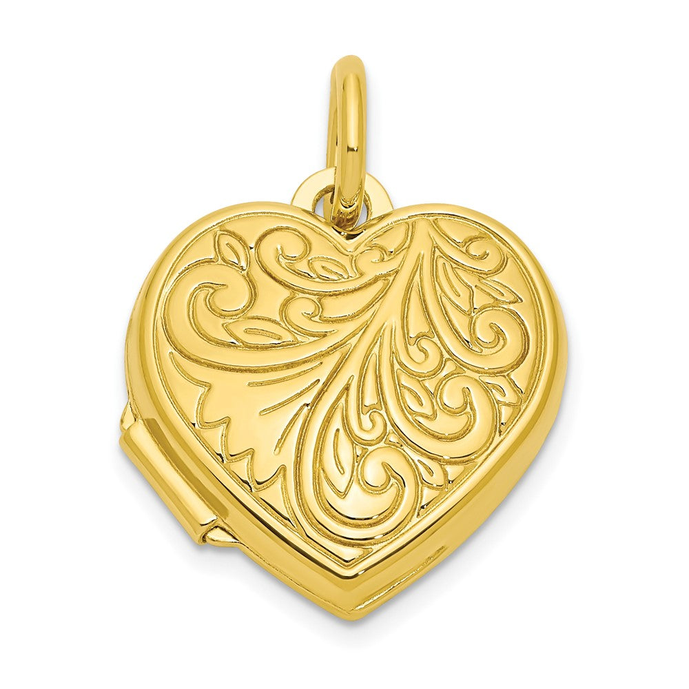 Sterling Silver Gold-tone Polished Swirl Design Heart Locket