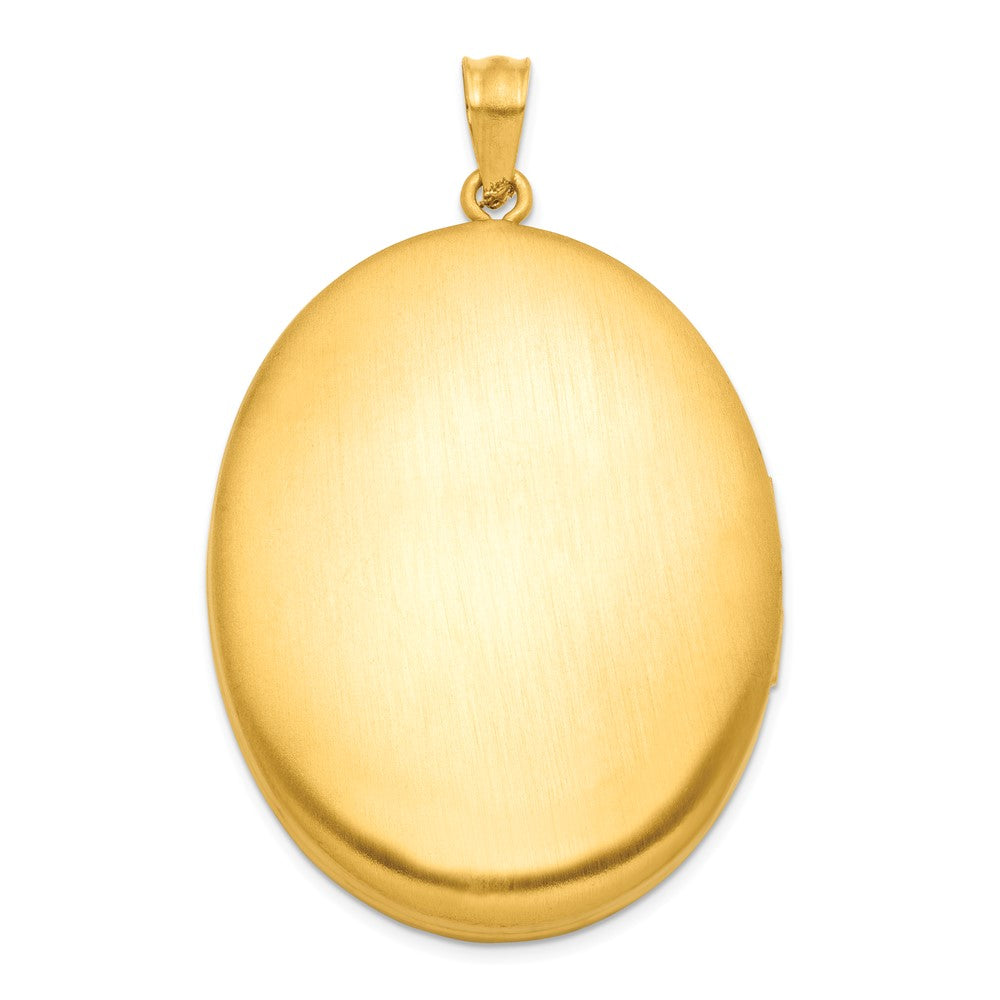 1/20 14K Gold Filled 34mm Polished/Satin Leaf Border 2-Frame Oval Locket