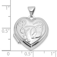 SS Rhod-plated Polished 18mm Key to my Heart Reversible Heart Locket