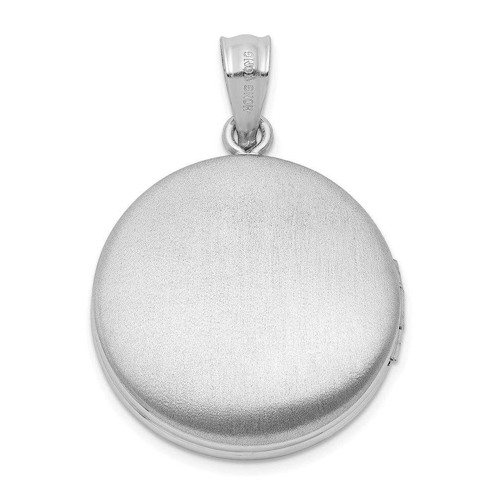 Sterling Silver Rhodium-plated 20mm Floral Round Locket