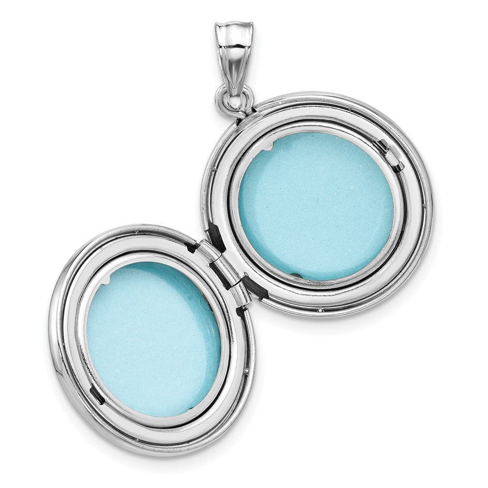 Sterling Silver Rhodium-plated 20mm Floral Round Locket