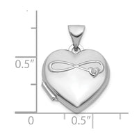 Sterling Silver Rhodium-plated Diamond Infinity 15mm Heart Locket