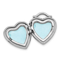 Sterling Silver RH-pl Brushed And Polished Diamond 12mm Heart Locket