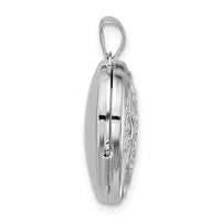 Sterling Silver Rhodium-plated Blue Fabric Open Cross 18mm Heart Locket