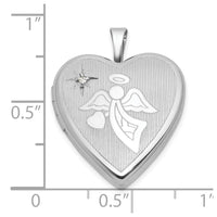 SS RH-pl Brushed And Polished Diamond And Angel 20mm Heart Locket