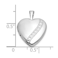 Sterling Silver RH-pl Brushed And Polished 16mm Heart Locket