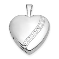 Sterling Silver RH-pl Brushed And Polished 16mm Heart Locket