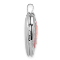 SS RH-pl Brushed And Polished Pink Flowers Resin Cameo 20mm Heart Locket