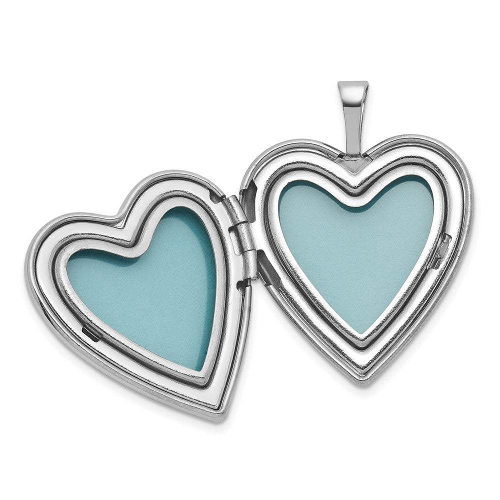 SS RH-pl Brushed And Polished Pink Flowers Resin Cameo 20mm Heart Locket