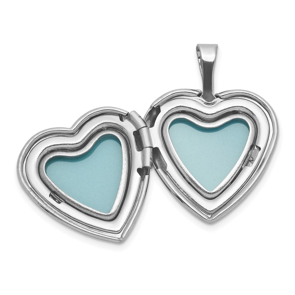 SS RH-pl Brushed And Polished Footprints And Star 16mm Heart Locket