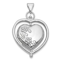 SS RH-plate Tree Of Life Flowers Spinning Reversible 15mm Heart Locket