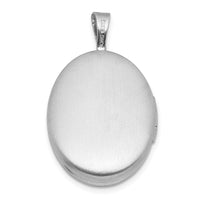 Sterling Silver RH-pl Brushed And Polished Diamond 19mm Oval Locket