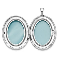 Sterling Silver RH-pl Brushed And Polished Floral Design 20mm Oval Locket