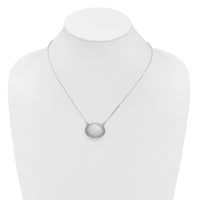 Sterling Silver RH-pl 20mm Oval Brushed Locket w/2 in ext. Necklace