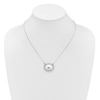 Sterling Silver RH-pl Diamond 20mm Oval Locket w/2 in ext. Necklace