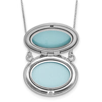 Sterling Silver RH-pl Diamond 20mm Oval Locket w/2 in ext. Necklace