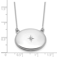 Sterling Silver RH-pl Diamond 20mm Oval Locket w/2 in ext. Necklace
