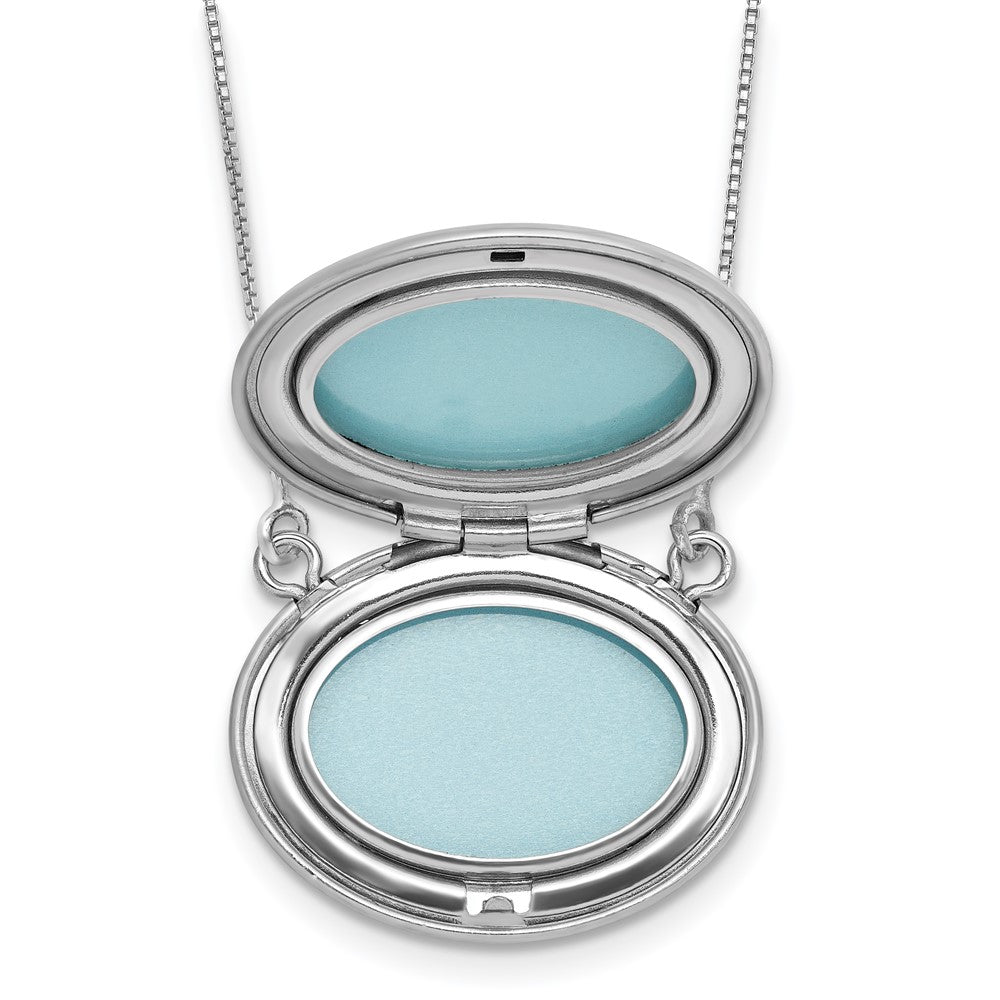 SS RH-pl 20mm Oval Love You To The Moon.. Locket w/2 in ext. Necklace