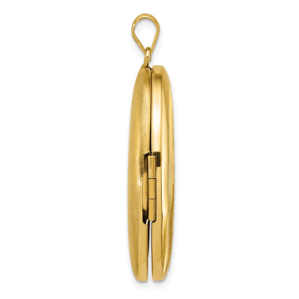 SS Gold-plated Brushed And Polished Fleur De Lis 28mm Oval Locket