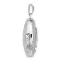Sterling Silver Rhodium-plated Diamond Cross and Heart 20mm Round Locket