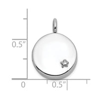 Sterling Silver RH-plated Polished Star On 10mm Round Locket