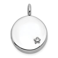 Sterling Silver RH-plated Polished Star On 10mm Round Locket