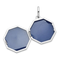 Sterling Silver RH-plated Diamond with Star 18mm Octagon Shaped Locket
