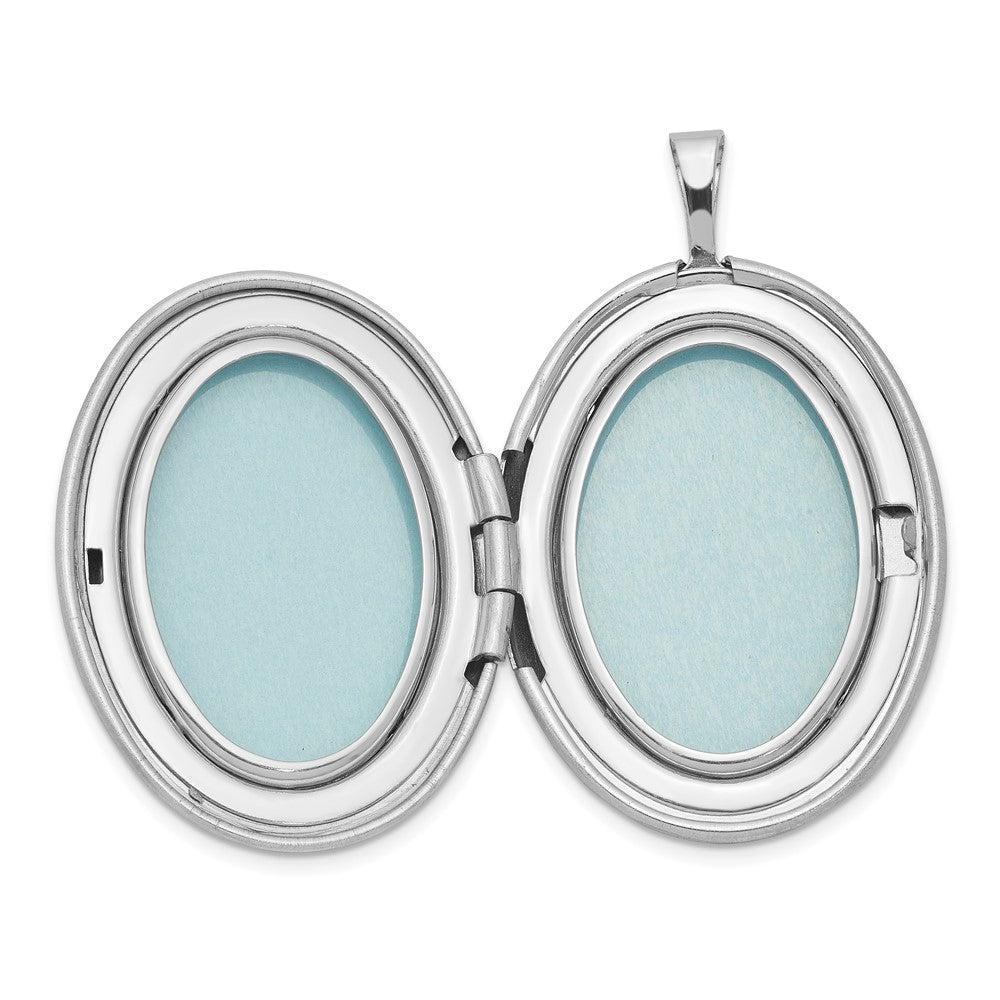 Sterling Silver RH-plated 26mm Enameled Butterfly Oval Locket Necklace