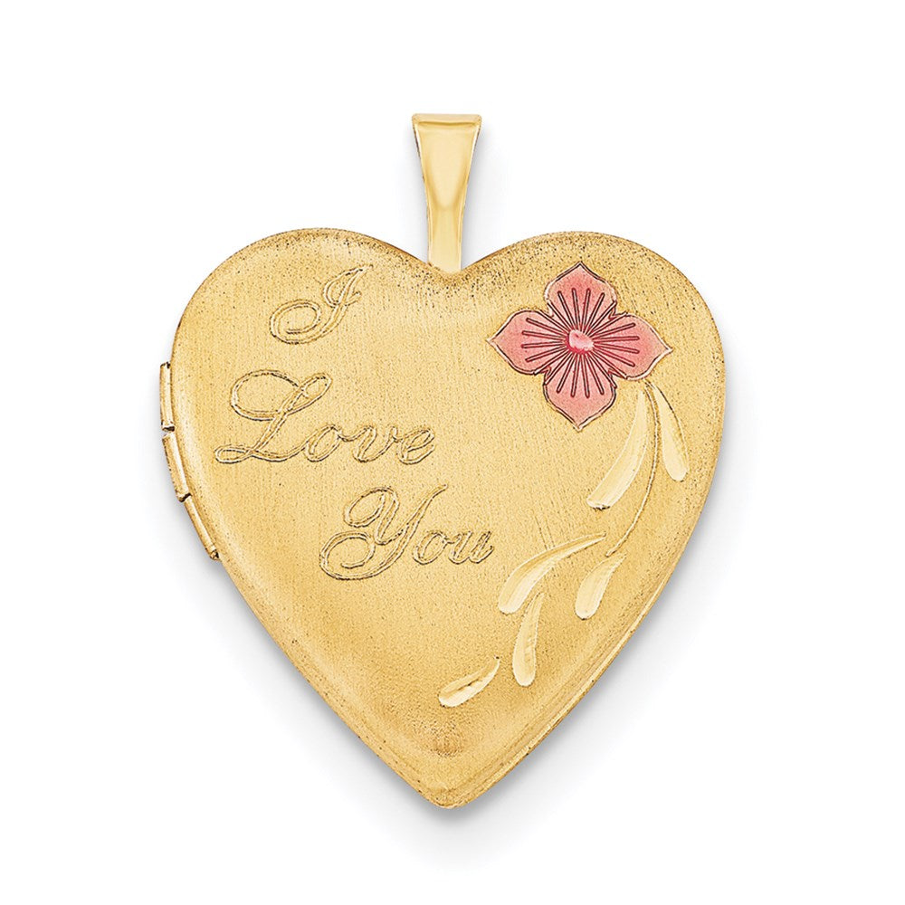 1/20 14K Gold Filled 20mm Enameled I Love You Heart Locket Necklace