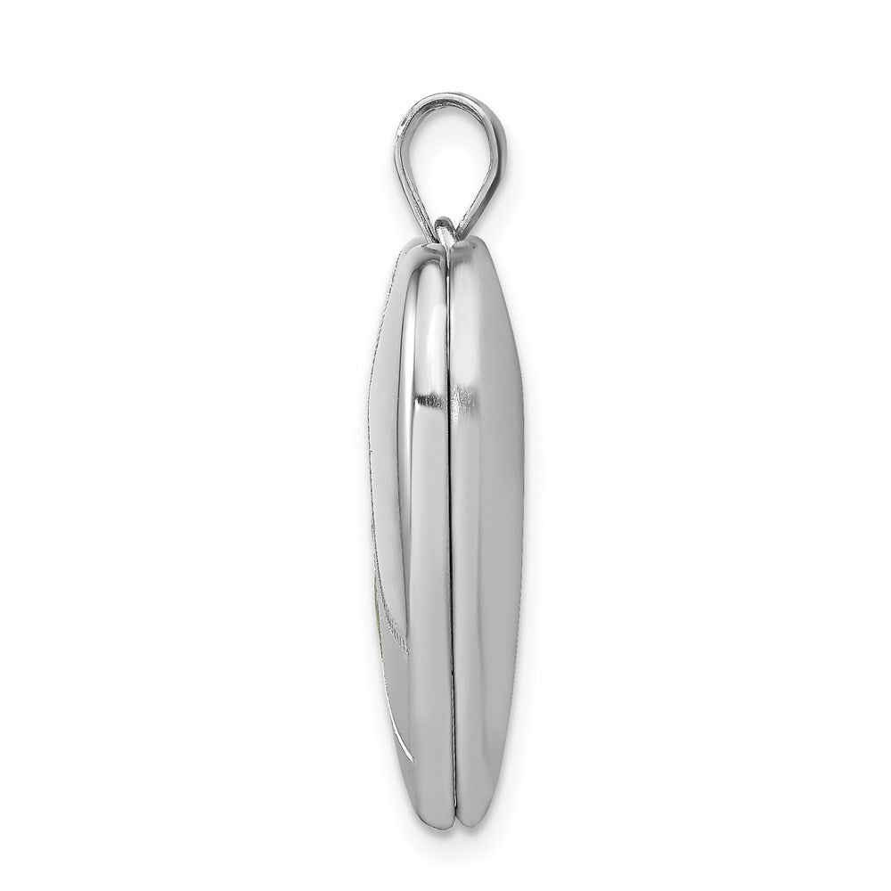 Sterling Silver Rhodium-plated 24mm Satin Enameled & D/C Rose Locket