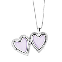 SS Rhod-plated Cross/Flowers Enamel Heart Locket & Pendant Necklace Set