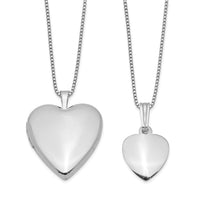 Sterling Silver Rhodium-plated Polished/Satin Heart Locket & Pendant Set