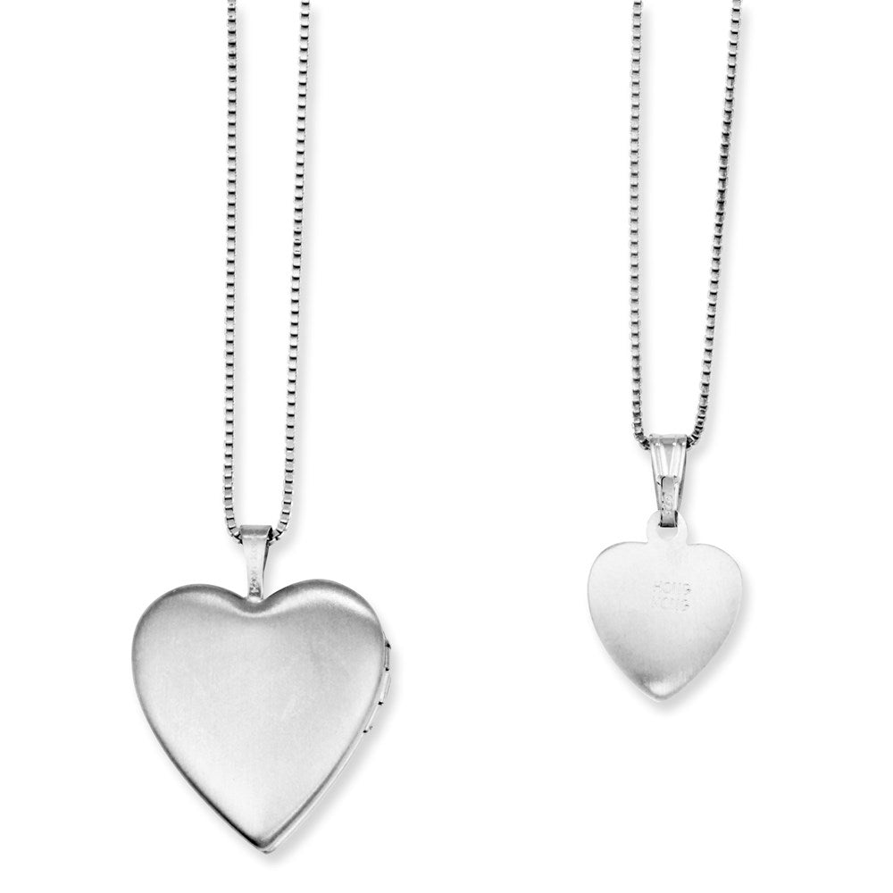 Sterling Silver RH-plated Pol/Satin Butterfly Heart Locket & Pendant Set