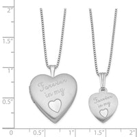 SS RH-plated Satin Forever in My Heart Locket & Pendant Necklace Set