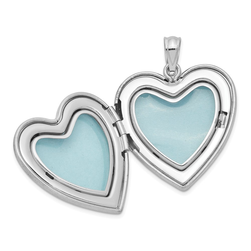 Sterling Silver Rhodium-plated Diamond Cross Heart Locket & Pendant Set