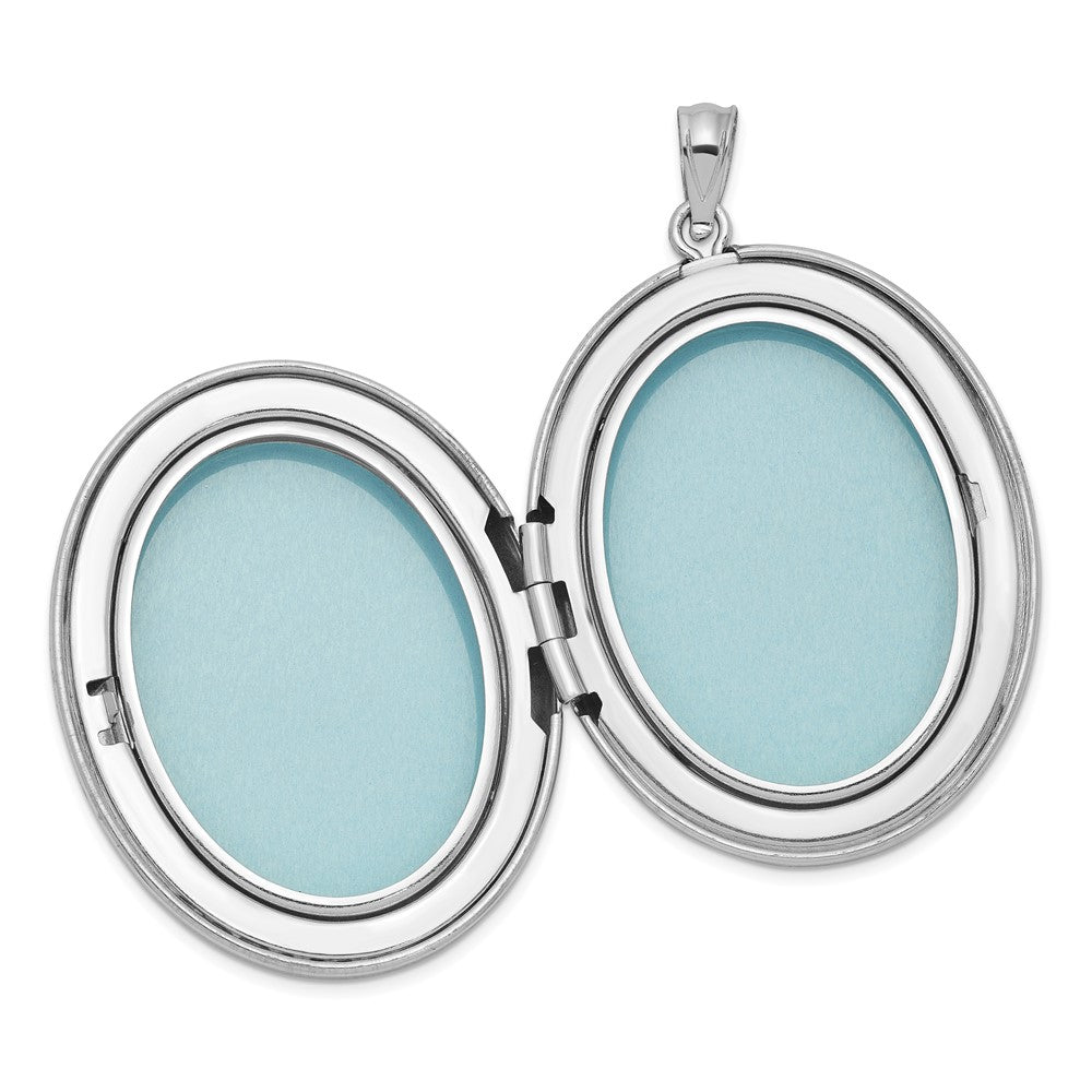 Sterling Silver Rhodium-plated & Diamond Footprints 34mm Oval Locket