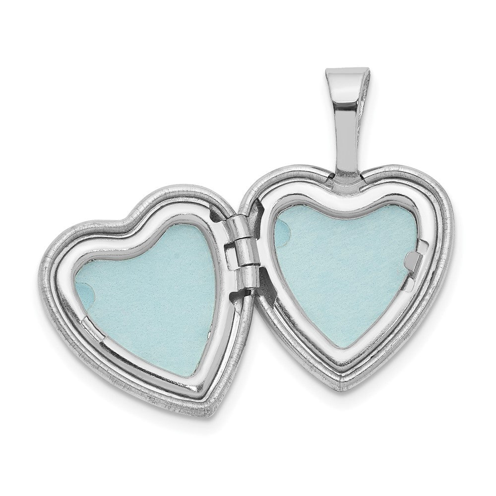Sterling Silver Rhodium-plated Cross w/ Enamel Flowers 12mm Heart Locket