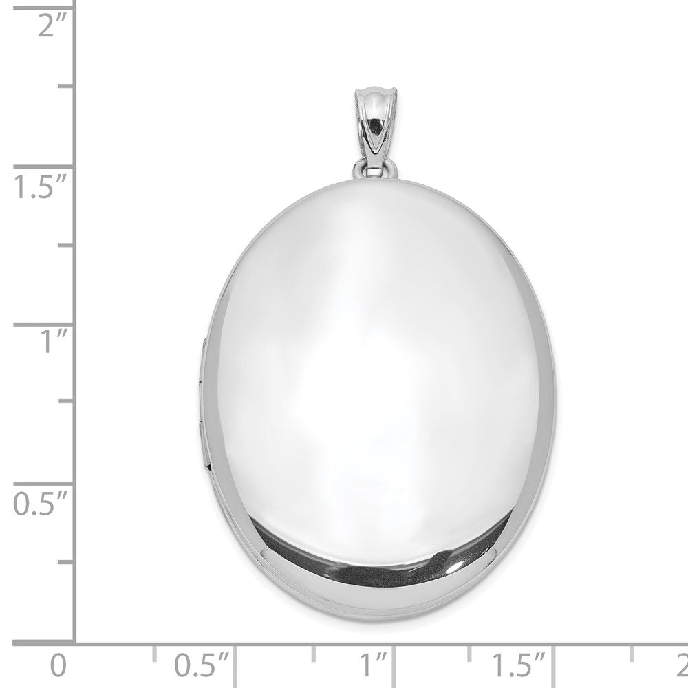 Sterling Silver Rhodium-plated Polished 34mm Oval Locket