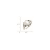 Sterling Silver Rhodium-plated 10mm Heart Locket Ring
