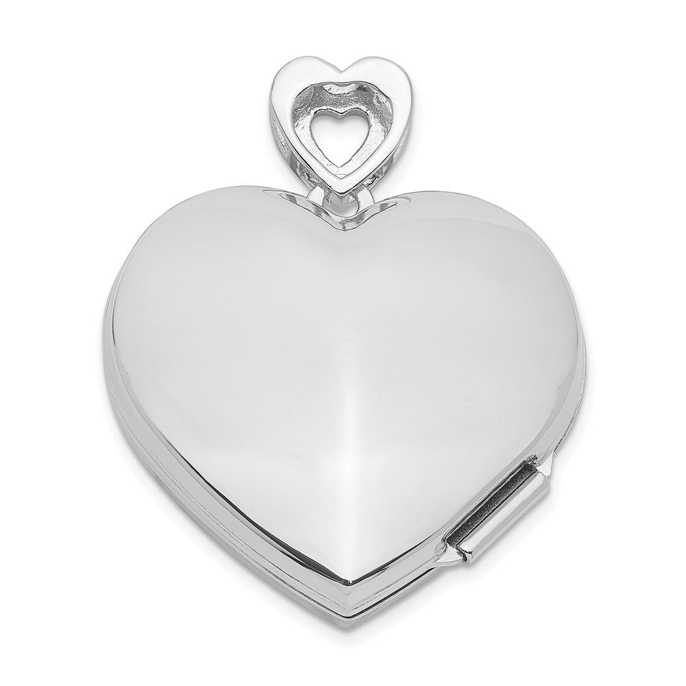 Sterling Silver Rhodium-plated 24mm w/ Diamond Vintage Heart Locket