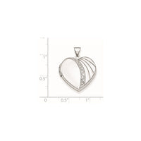 Sterling Silver Rhodium-plated 21mm Textured Heart Locket